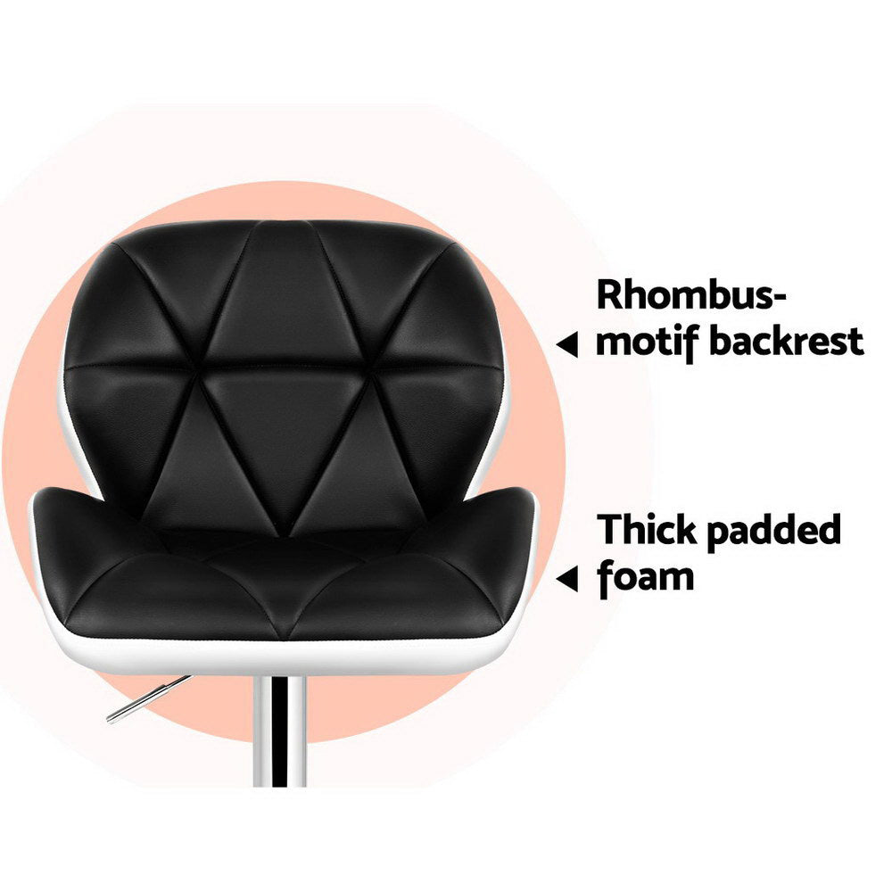Artiss Pair of Gas Lift Bar Stools – Black and White Leather