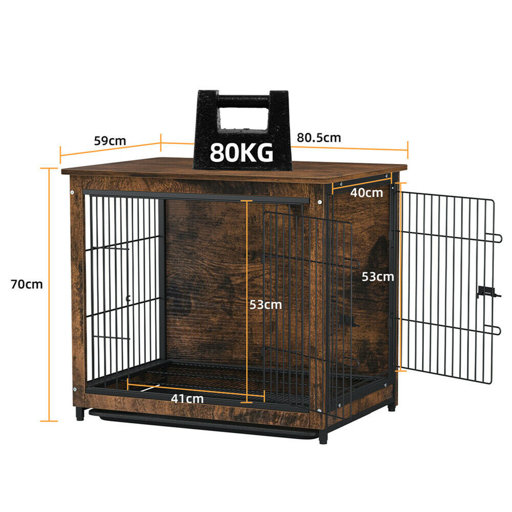 Medium Wooden Dog Crate Kennel 80.5x59x70cm End Table Nightstand