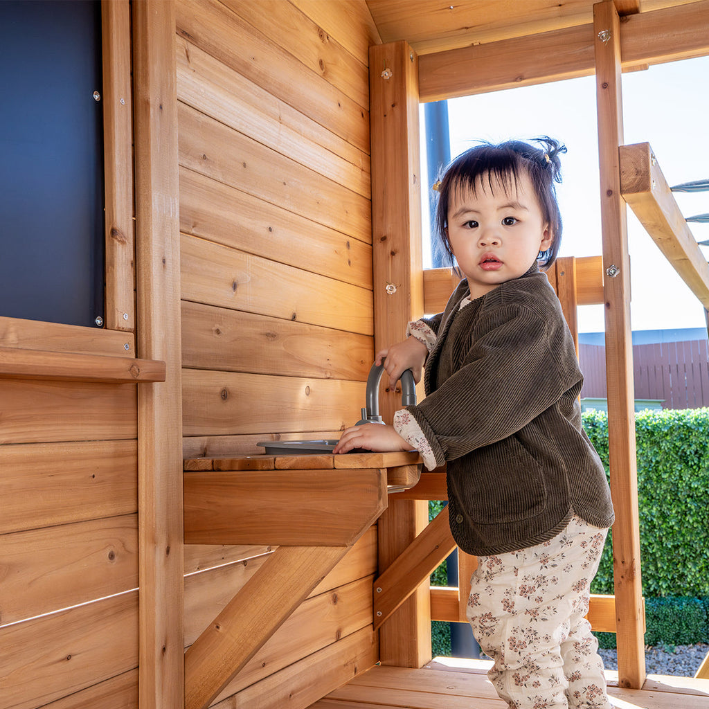 Lifespan Kids Kingston Cubby House with 2.2m Slide (White)