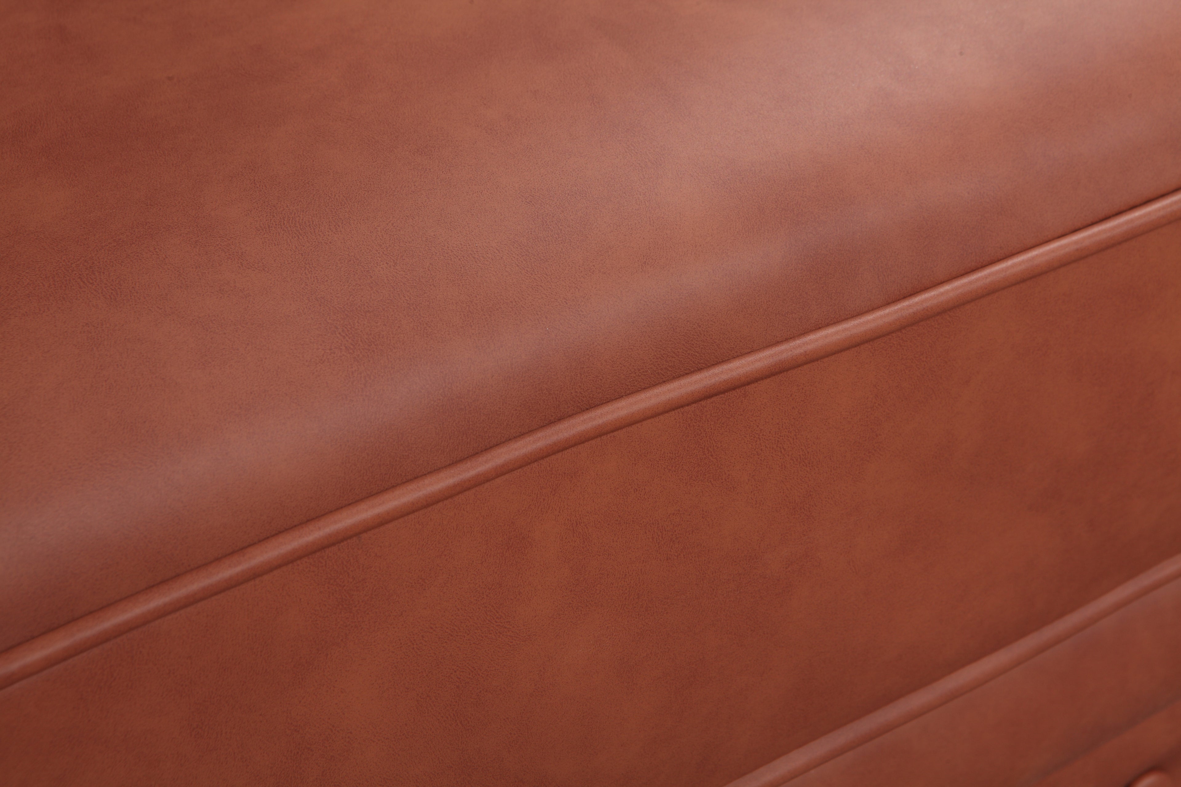 3 Seater Brown Sofa Lounge Button Tufted in Faux Leather