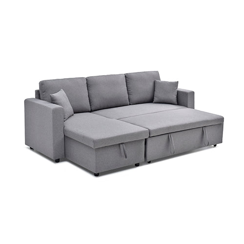 Multifunctional Sofa Bed Fabric Upholstery Chaise Section Comfy Cushions Armrests