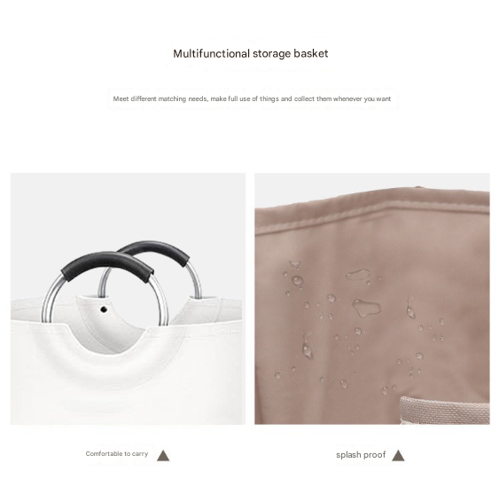 Grey and White Large 90L Freestanding Laundry Hamper - Collapsible Clothes Basket with Aluminum Soft-Grip Handles