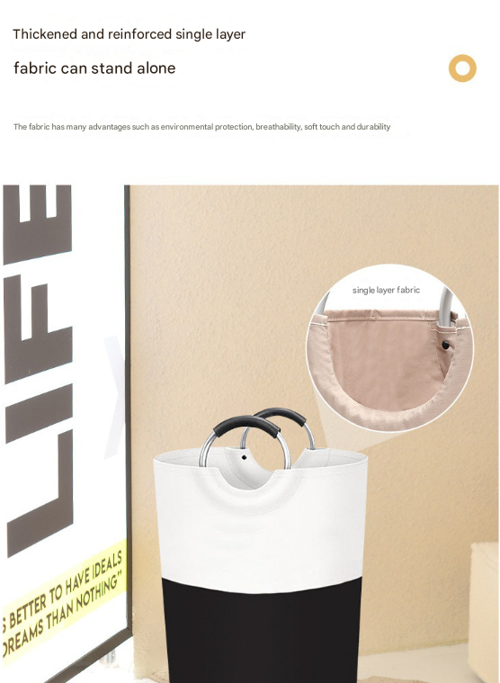 Black and White Large 90L Freestanding Laundry Hamper - Collapsible Clothes Basket with Aluminum Soft-Grip Handles