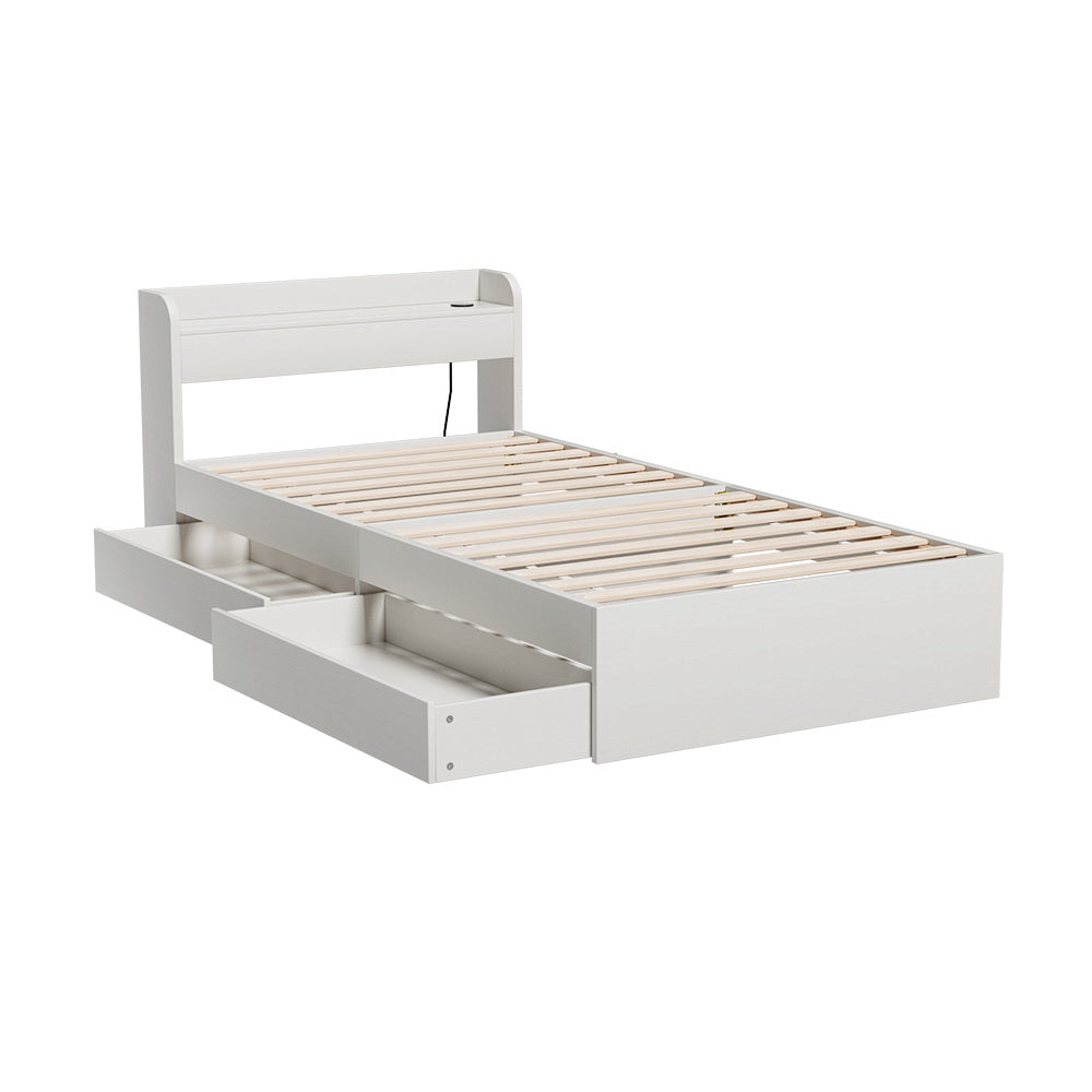 Artiss Bed Frame Single Size with Charging Ports and 2 Drawers AURA
